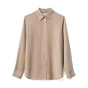 Everlane Clean Silk Relaxed Shirt in size 4 (burnt sugar)